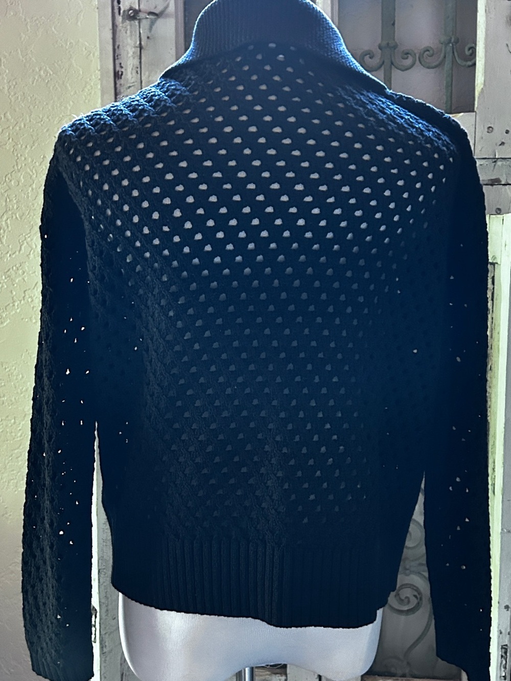 Bogner Black Open-Weave Collared Pullover - Picture 3 of 7